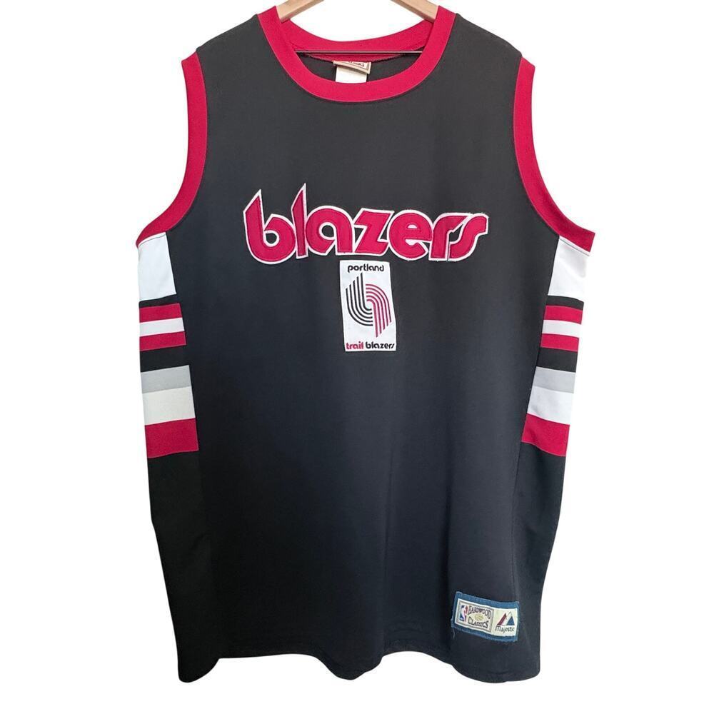 BLAZERS.Majestic Hardwood Classics Portland Trail Blazers Basketball Jersey Y2K